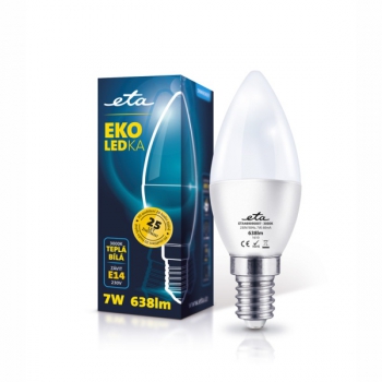 Žárovka LED ETA EKO LEDka svíčka, 7W, E14, teplá bílá
