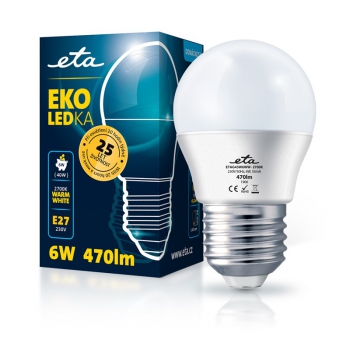 Žárovka LED ETA EKO LEDka mini globe 6W, E27, teplá bílá